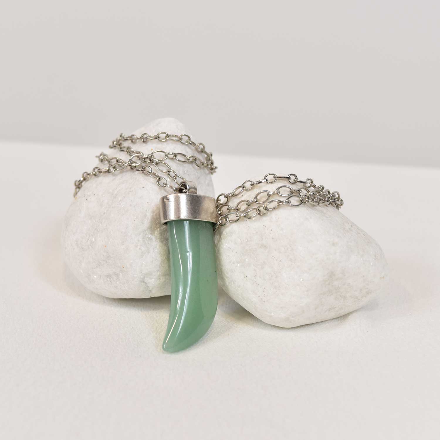Green horn necklace