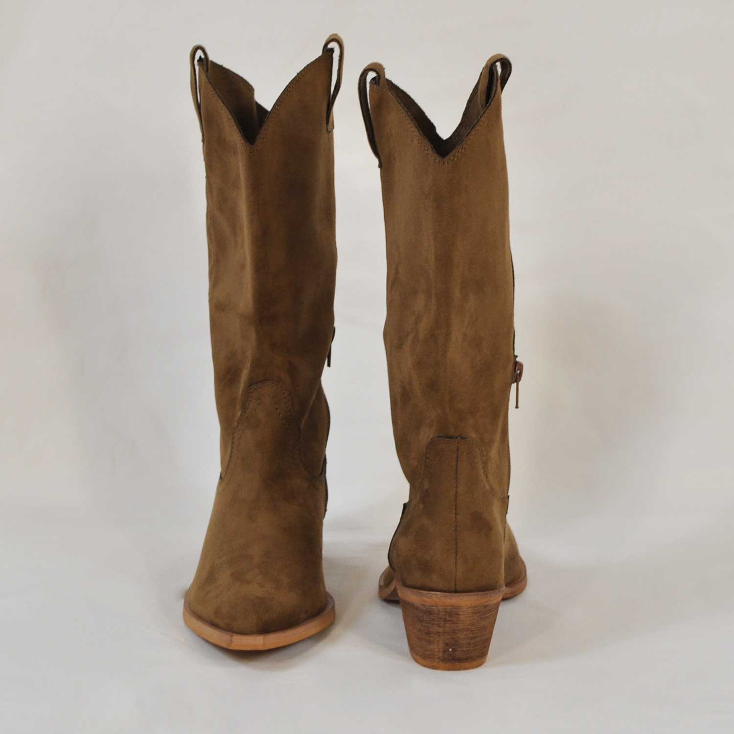 Brown cowboy high boots