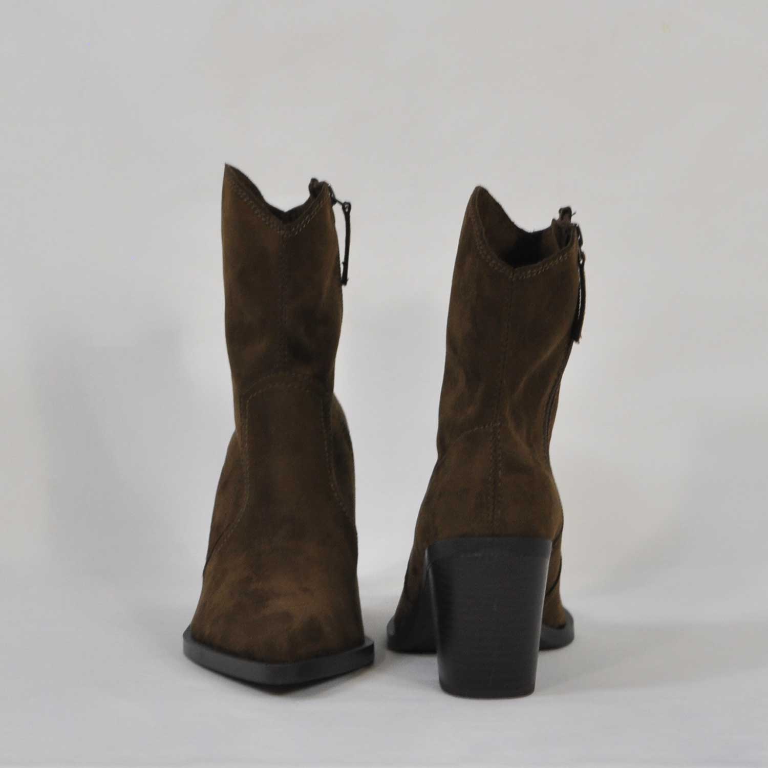 Brown square heel ankle boots