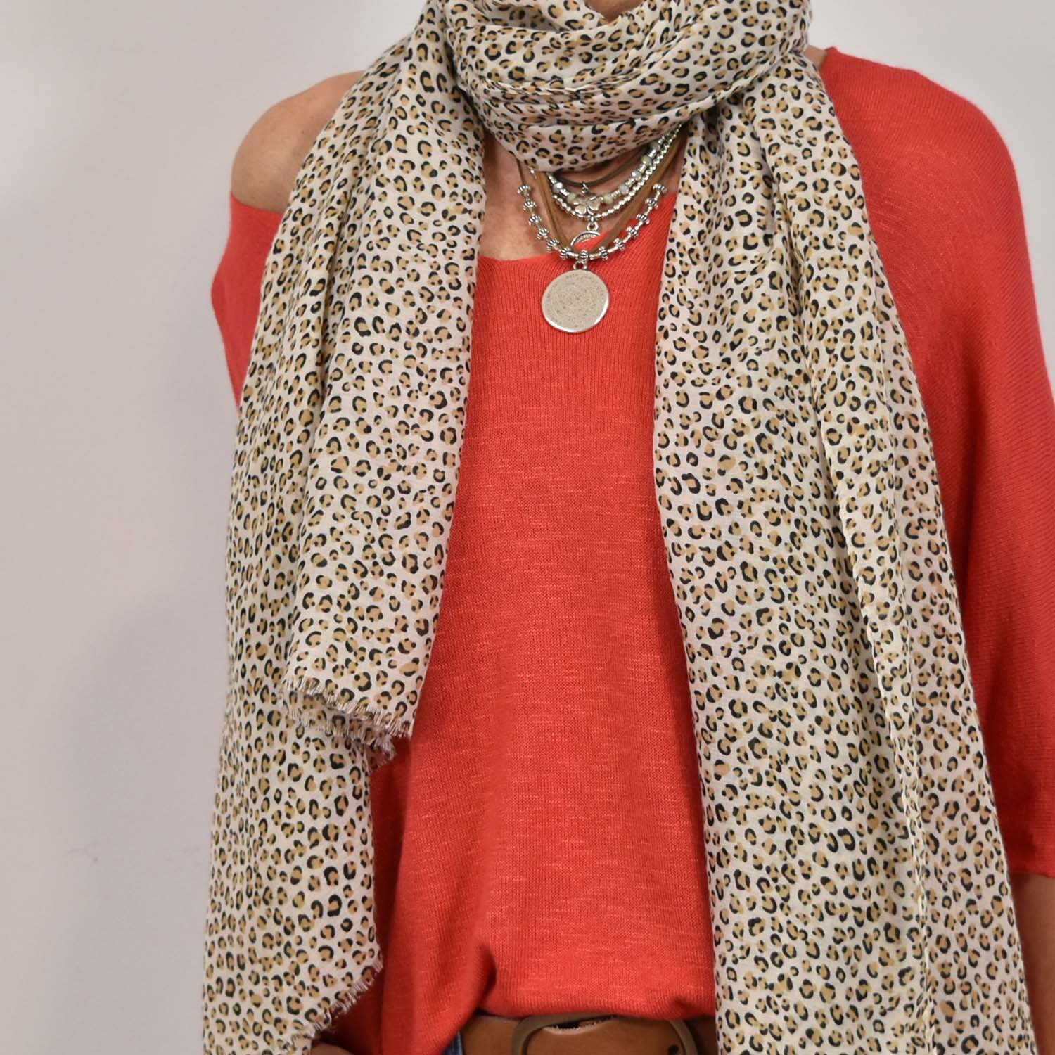 Foulard leopard beige