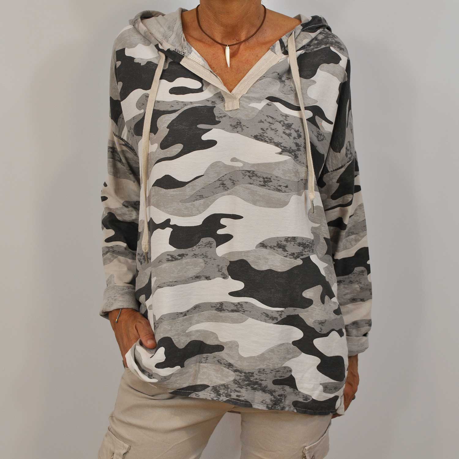 Grey camouflage sweatshirt
