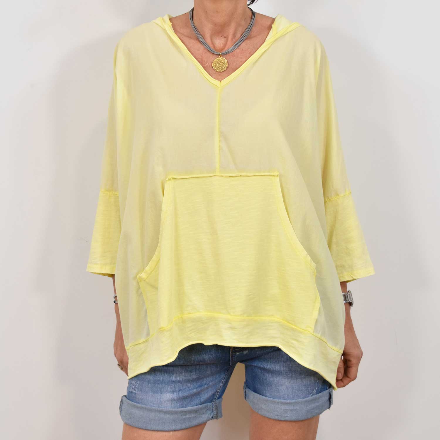 Fluor yellow oversize seams hoodie