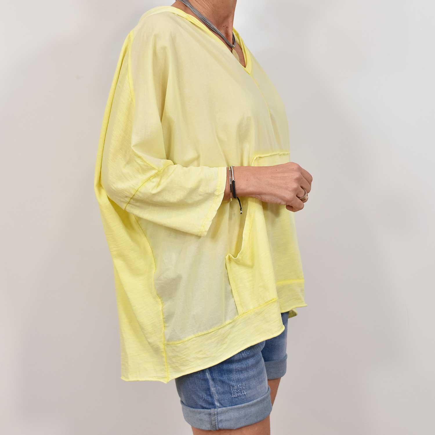Sweatshirt coutures oversize jaune fluor
