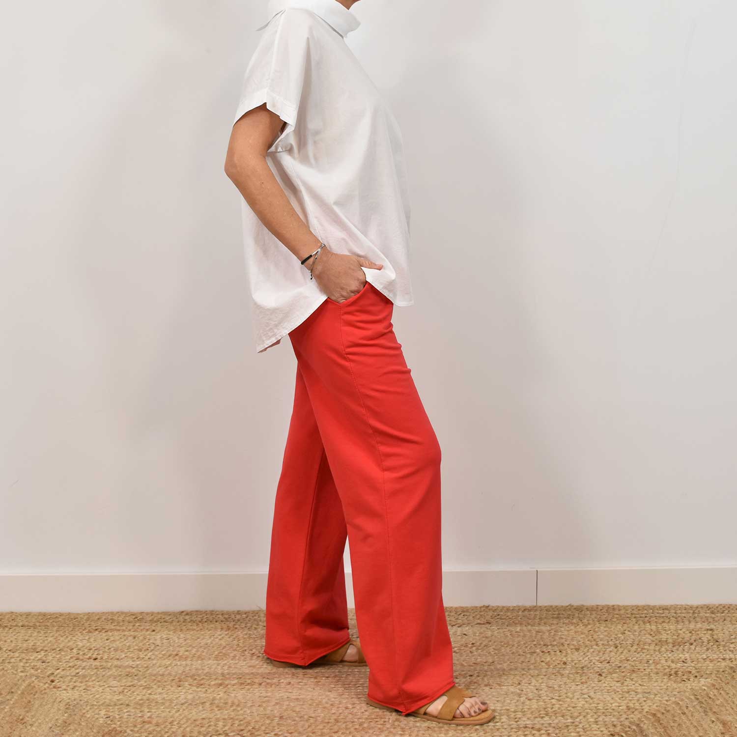 Wide leg red joggers