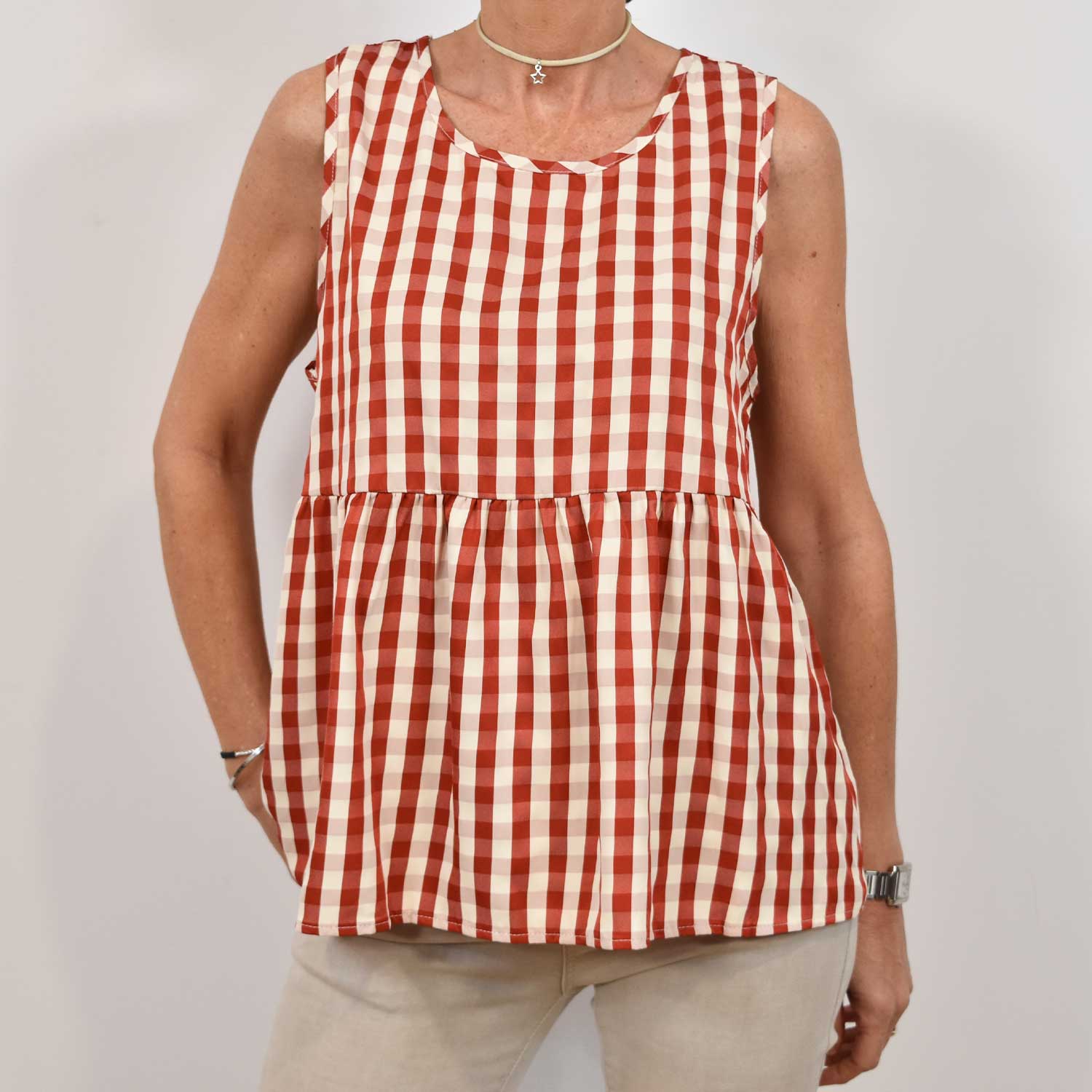 Red vichy top