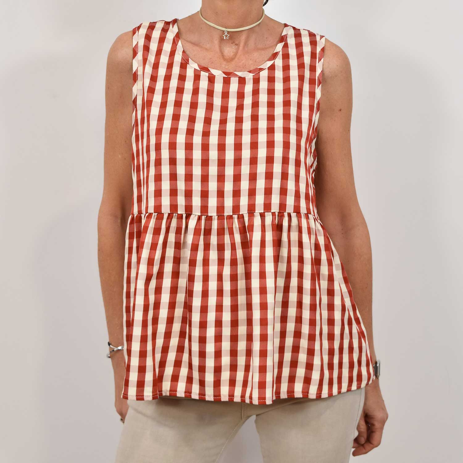 Red vichy top