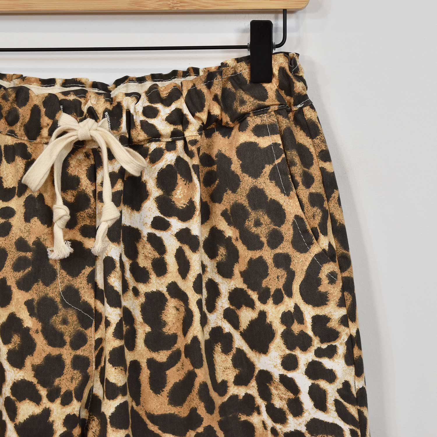 Beige leopard jogger pants