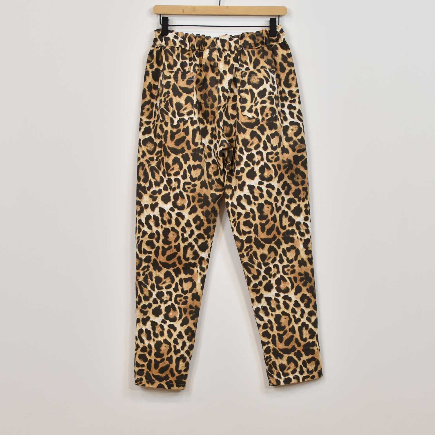 Beige leopard jogger pants