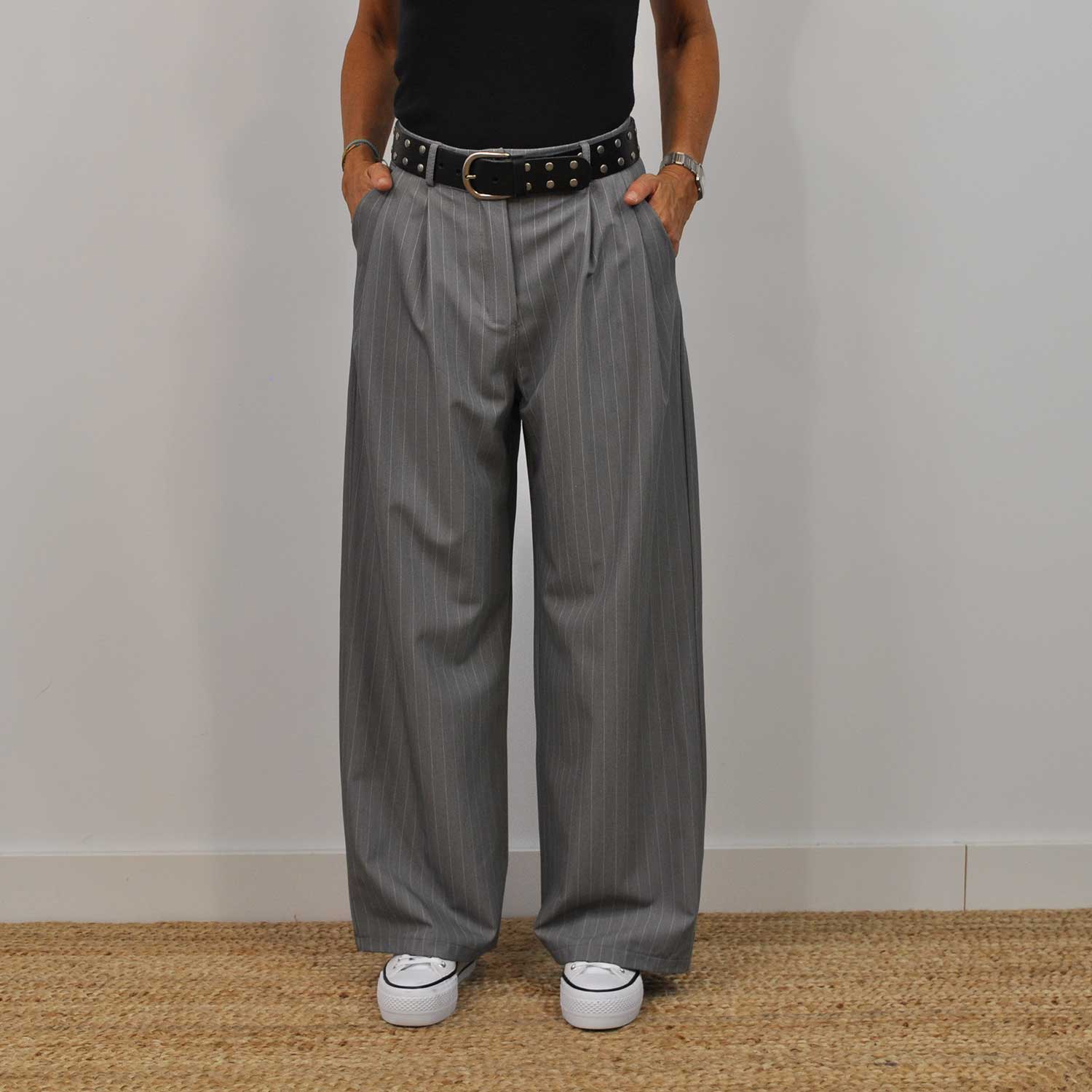 Gray pinstripe pants