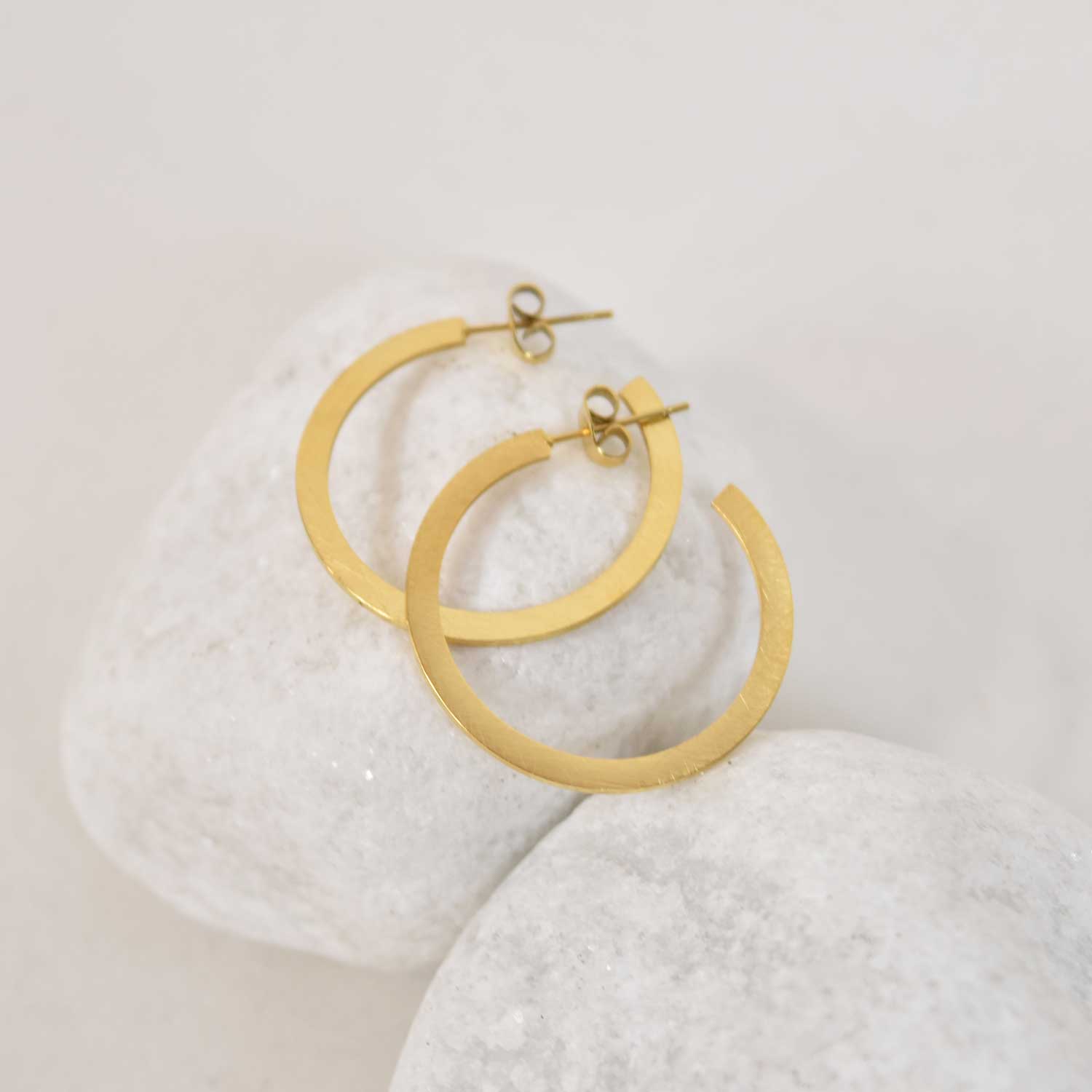 Golden flat hoop earrings