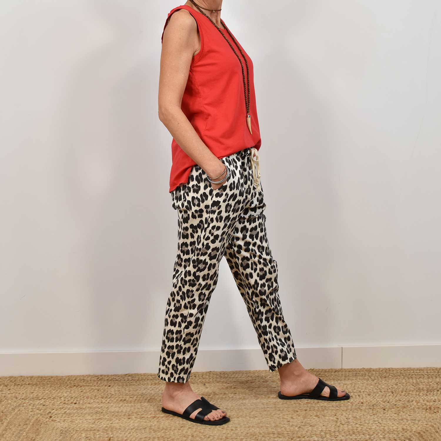Grey leopard jogger pants