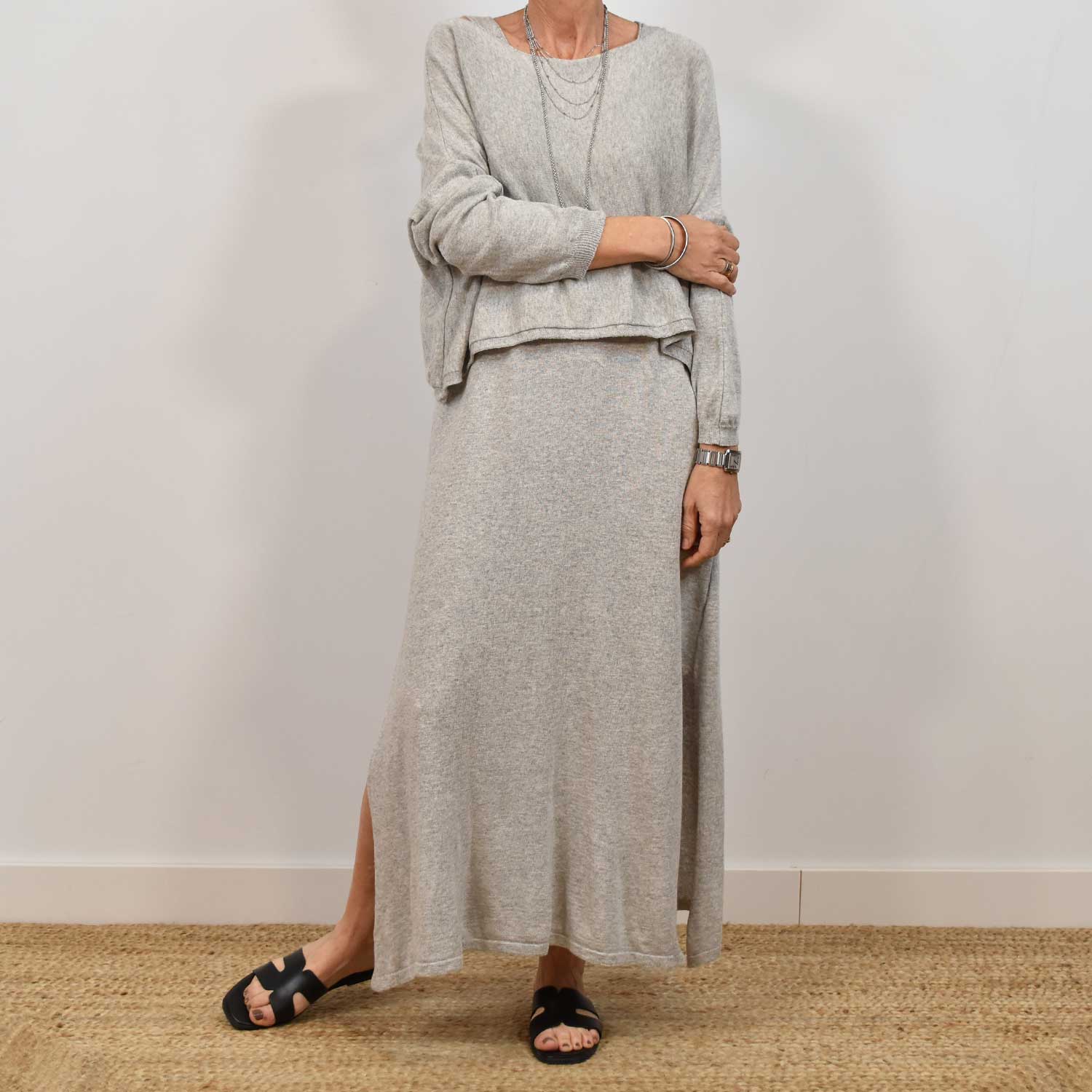 Grey knit dress