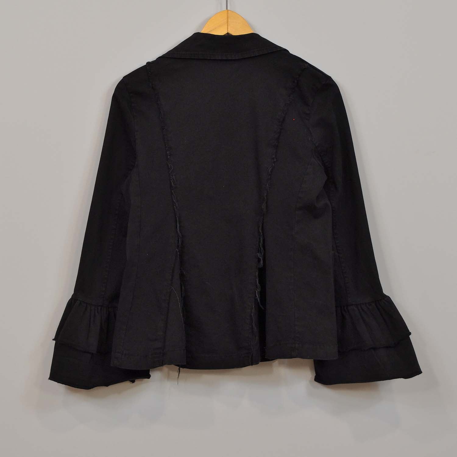 Black ruffled blazer