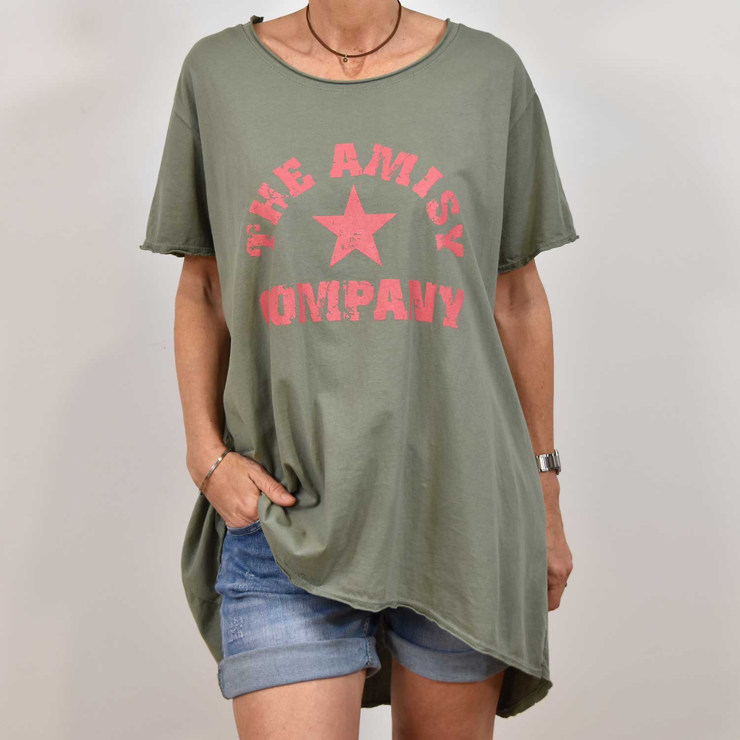 T-shirt asymétrique Amisy kaki
