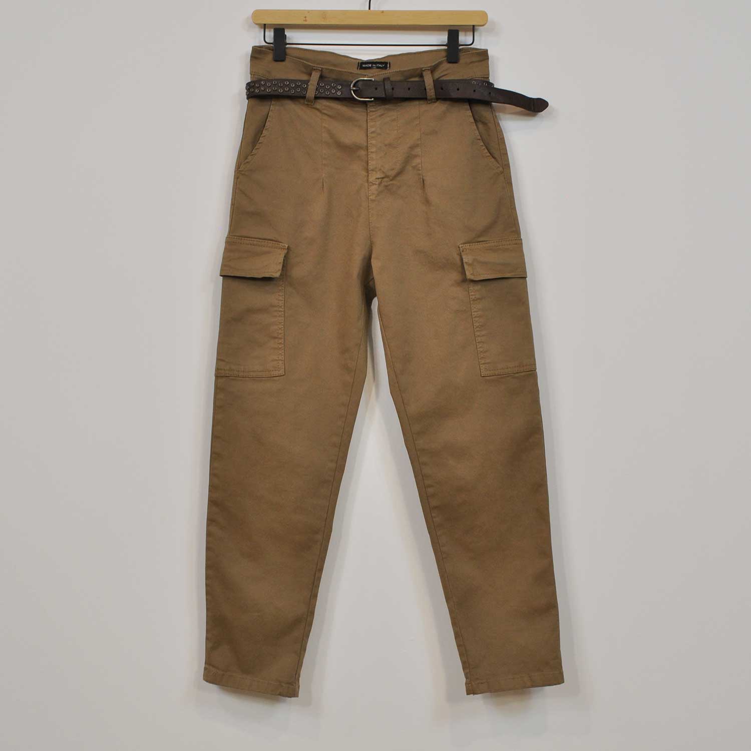 Pantalon cargo ceinture marron
