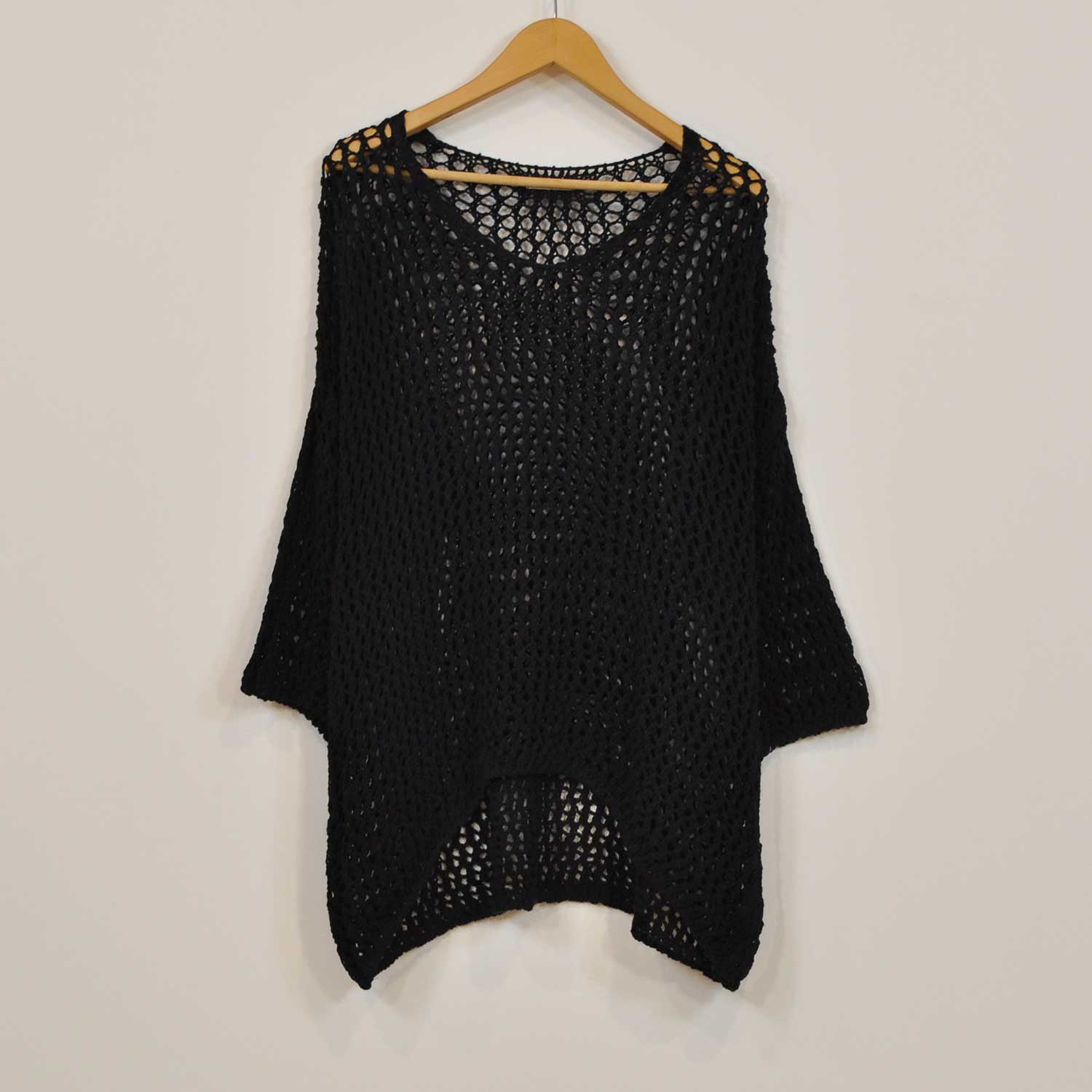 Black openwork maxi sweater