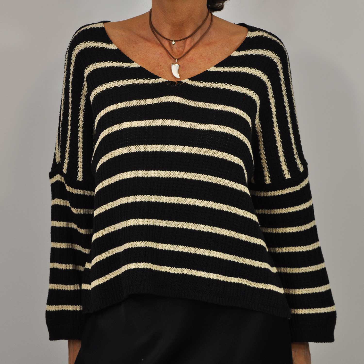Black striped knitted sweater