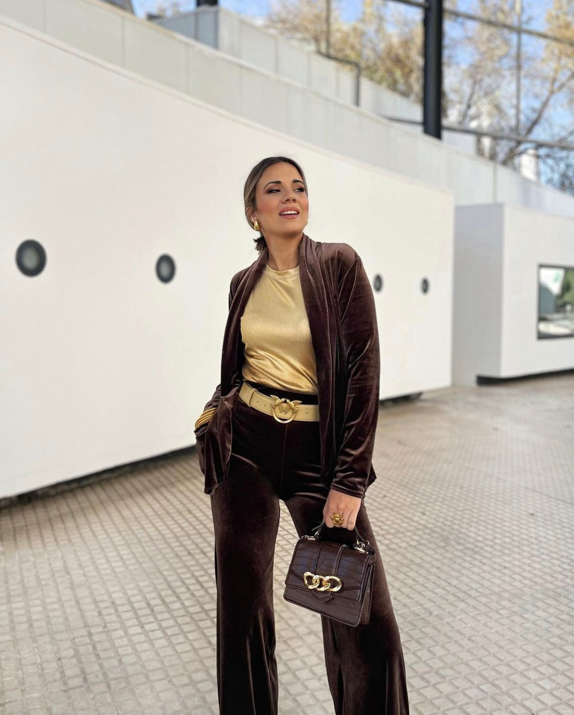 Brown velvet blazer
