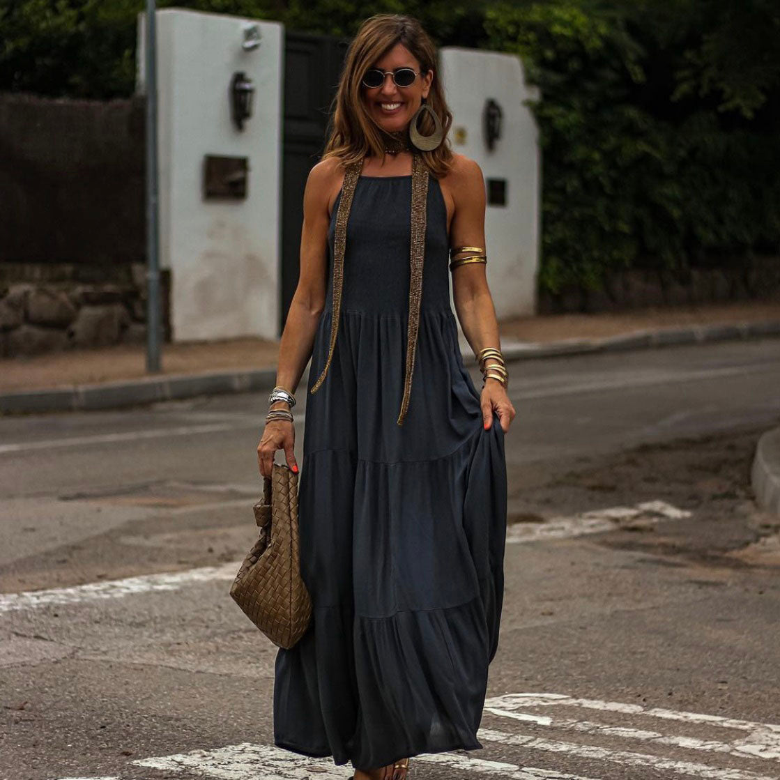 Robe fronce gris