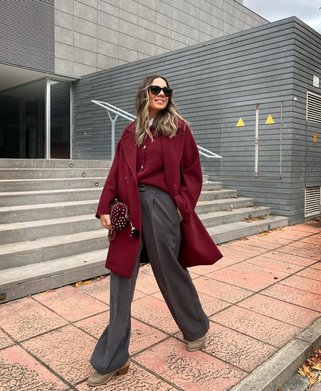 Burgundy soft buttons vest