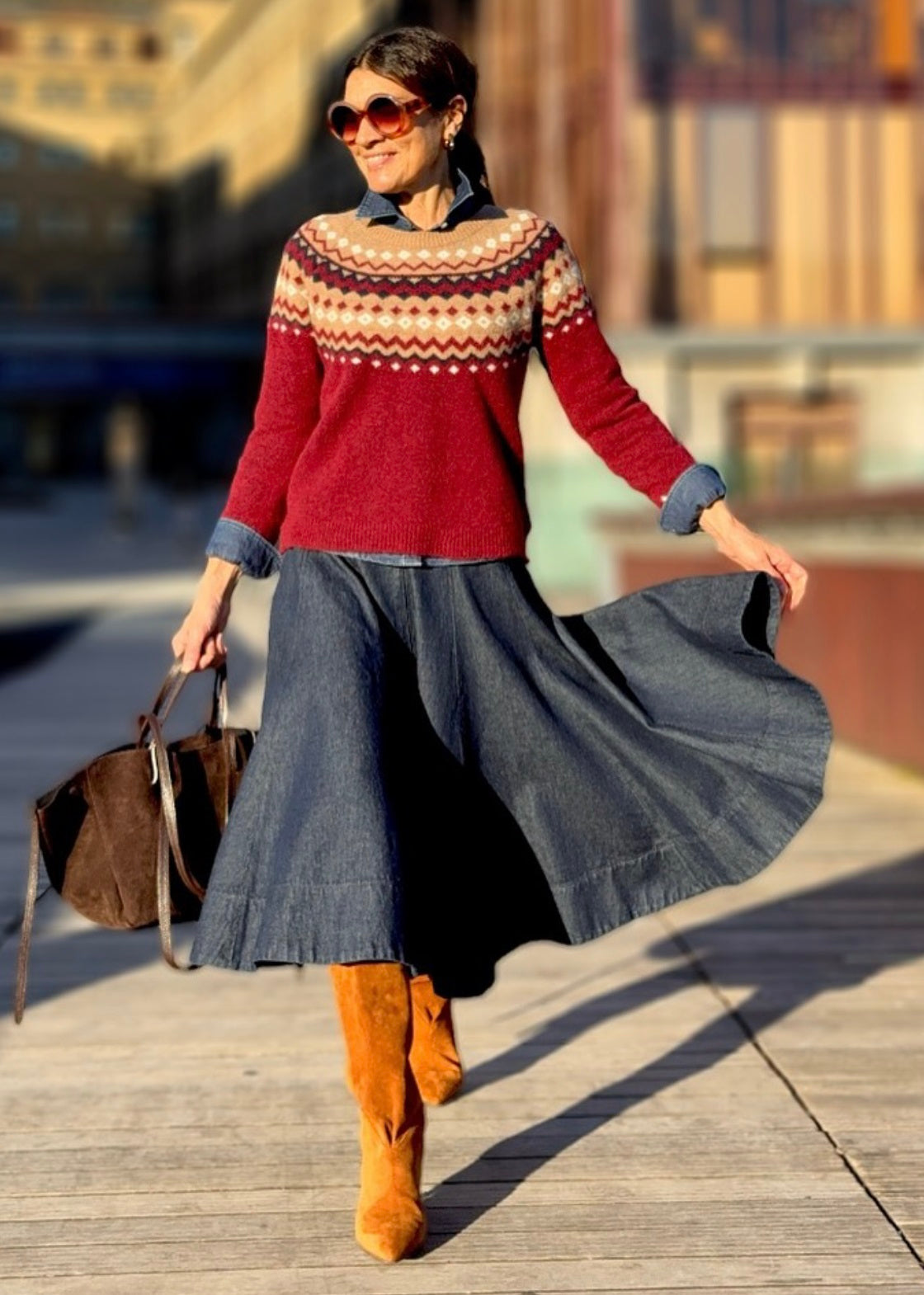 Burgundy border sweater