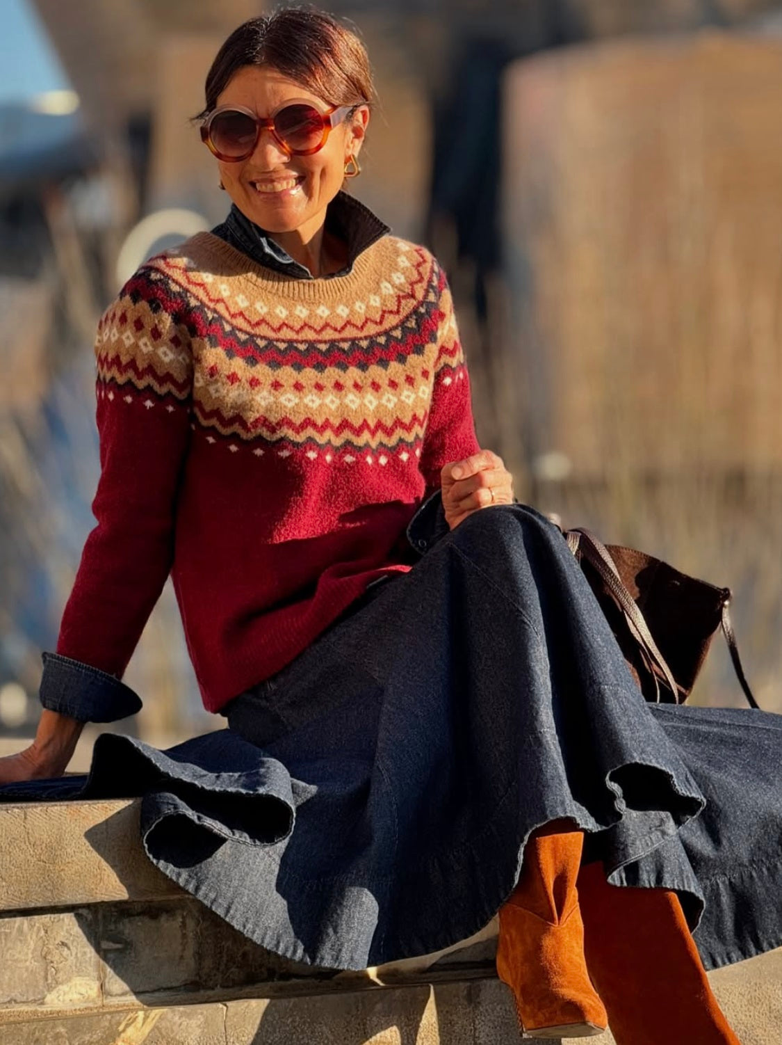 Burgundy border sweater