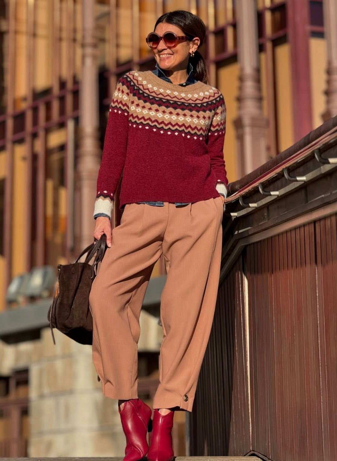 Burgundy border sweater