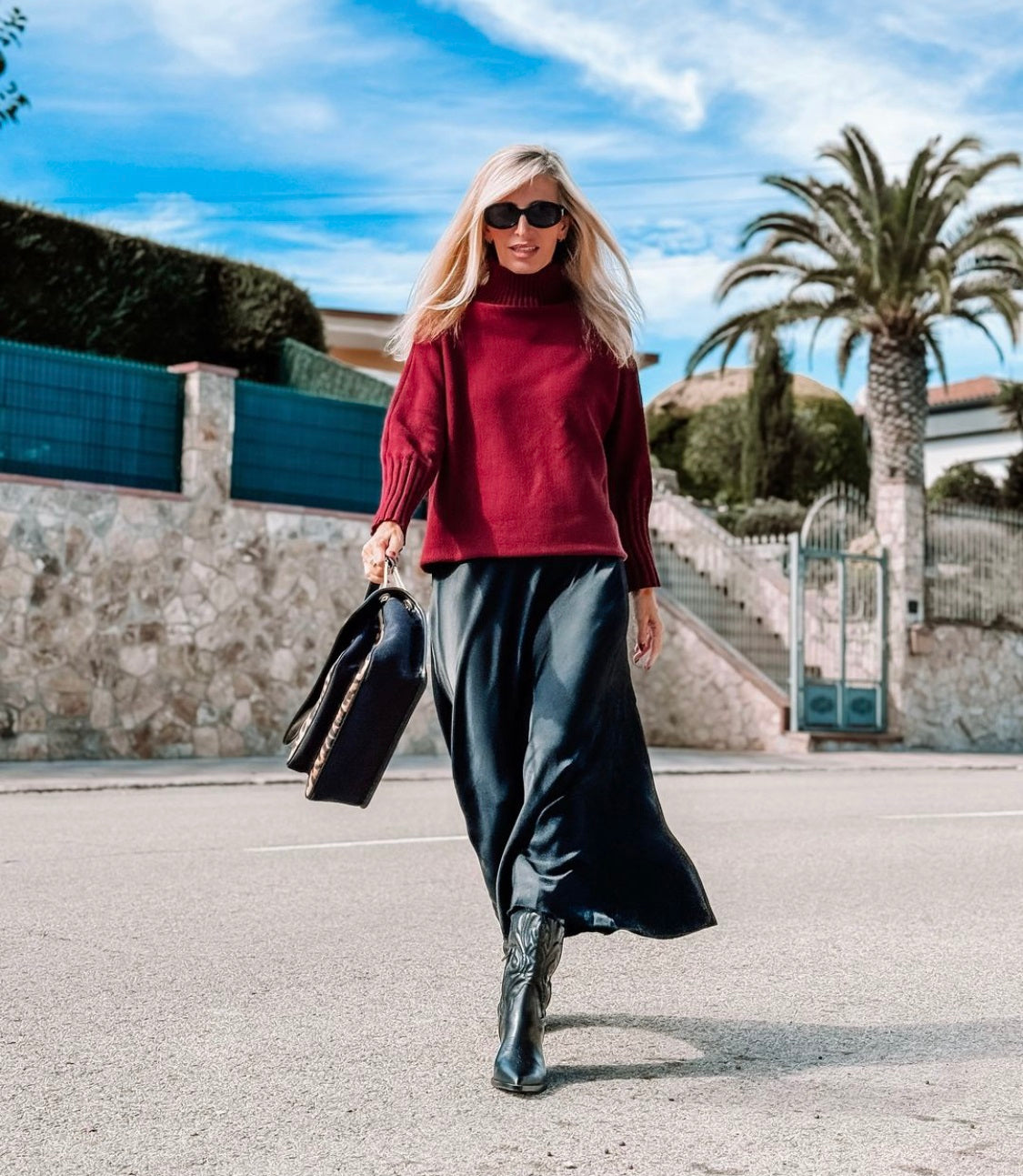 Burgundy halter ribbed sweater