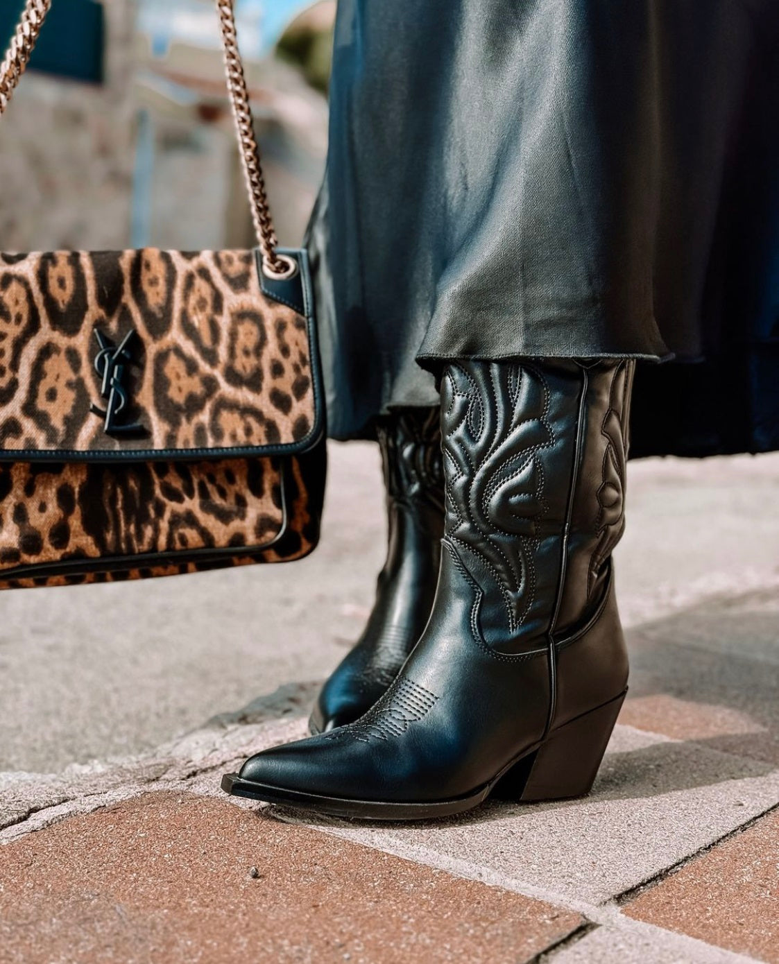 Boots haute cowboy noir