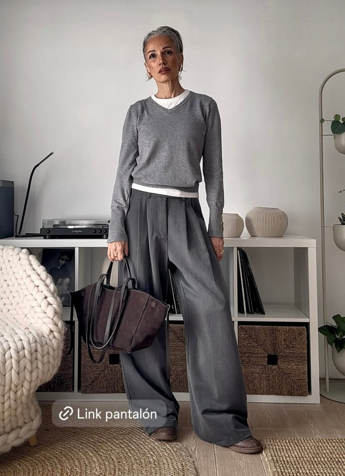 Wide leg grey pants