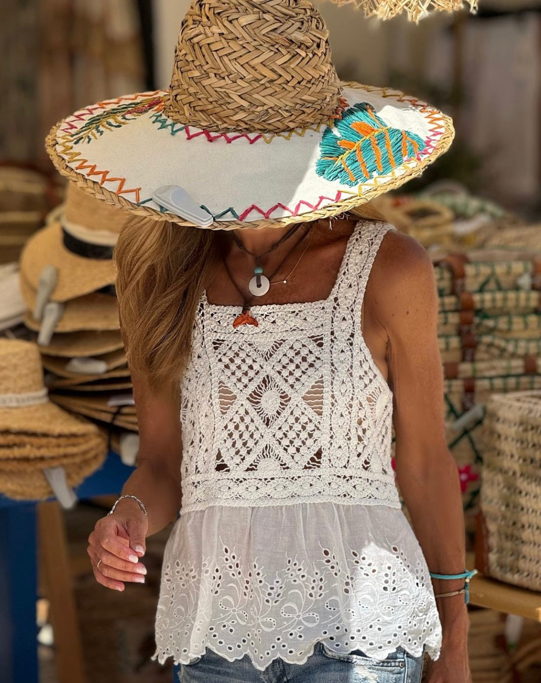 Top crochet blanco