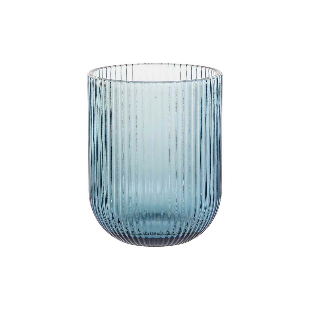 Set of blue striped crystal glasses