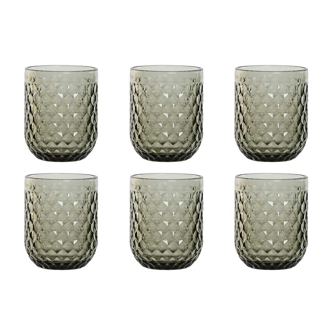 Set vasos cristal grabado gris