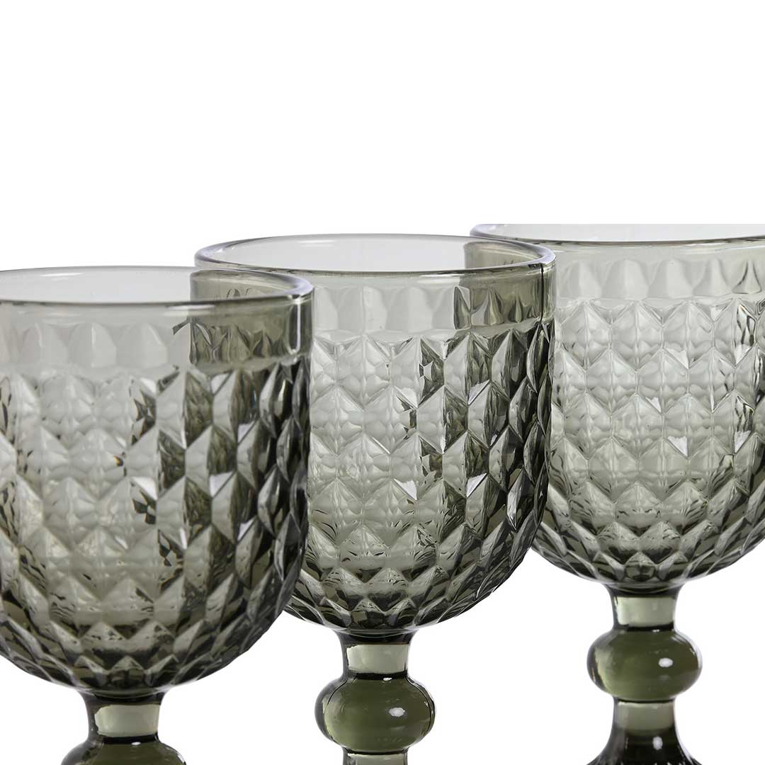 Set of grey embossed big crystal cups
