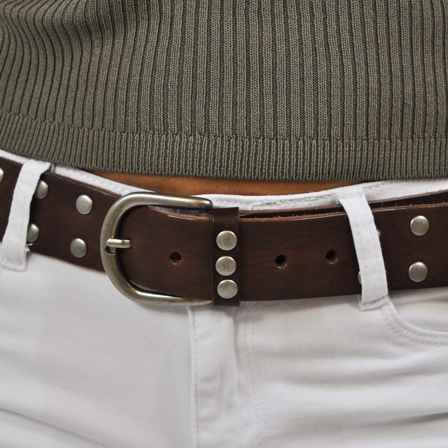 Brown tacks belt