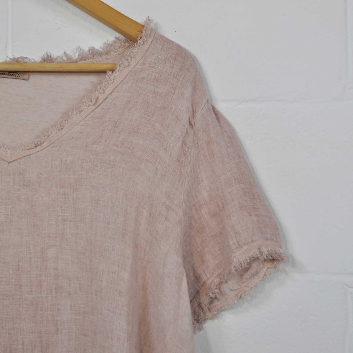 Pink linen frayed blouse