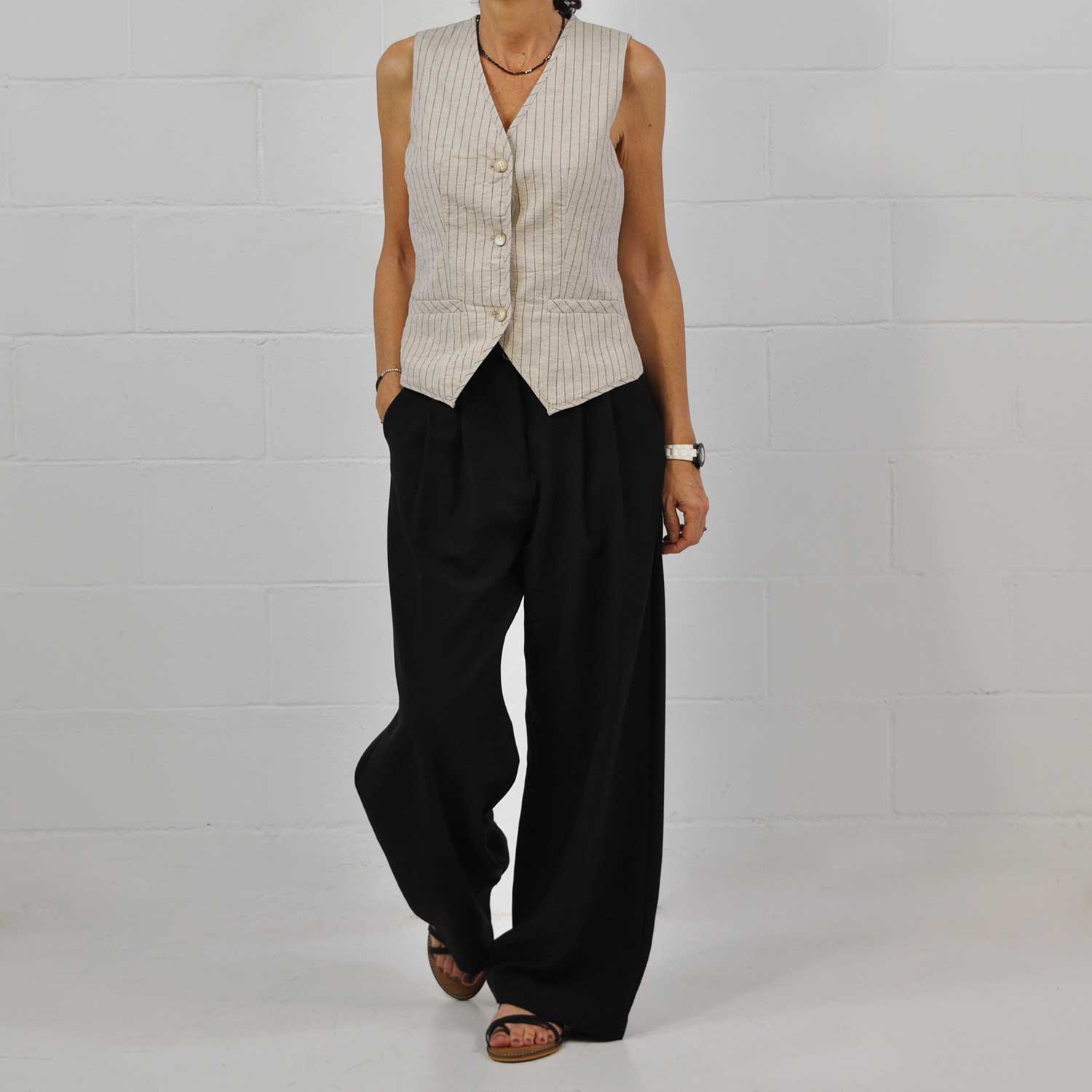 Pantalon Negro De Verano Pantalón Negro Holgado Informal Para