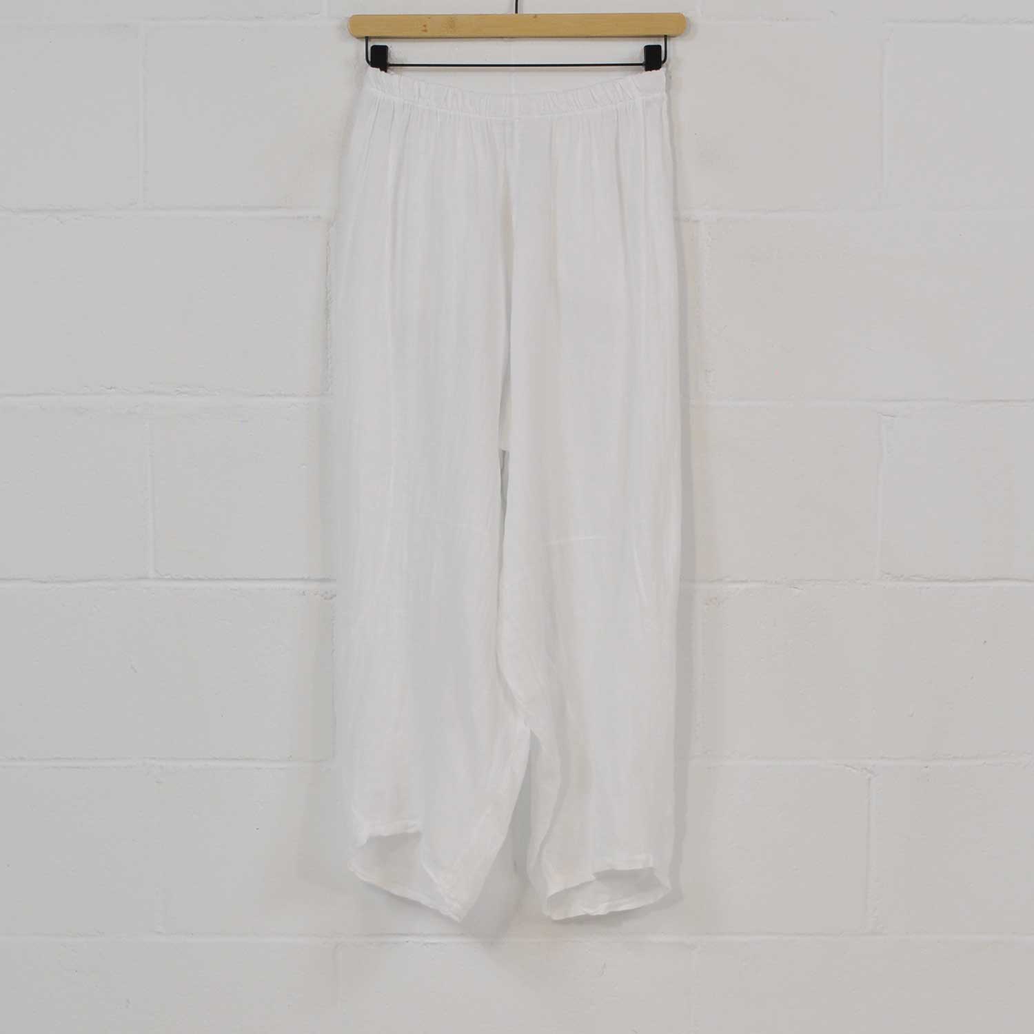 White linen harem pants