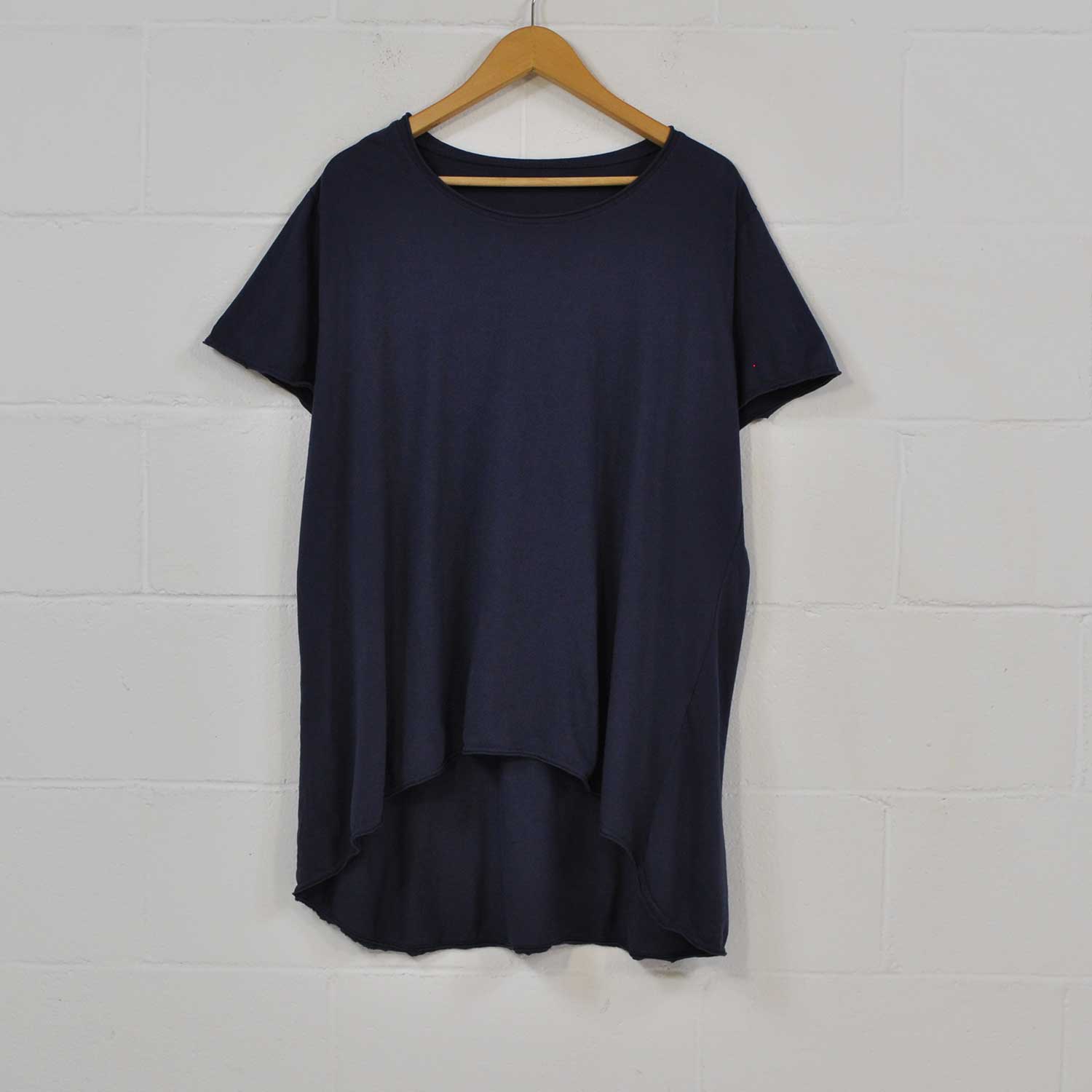 Dark blue short asymmetric basic T-shirt