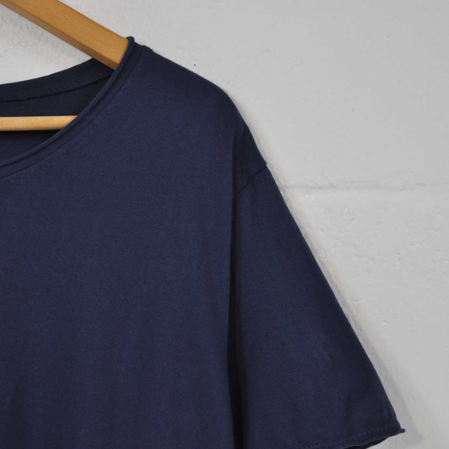 Dark blue short asymmetric basic T-shirt