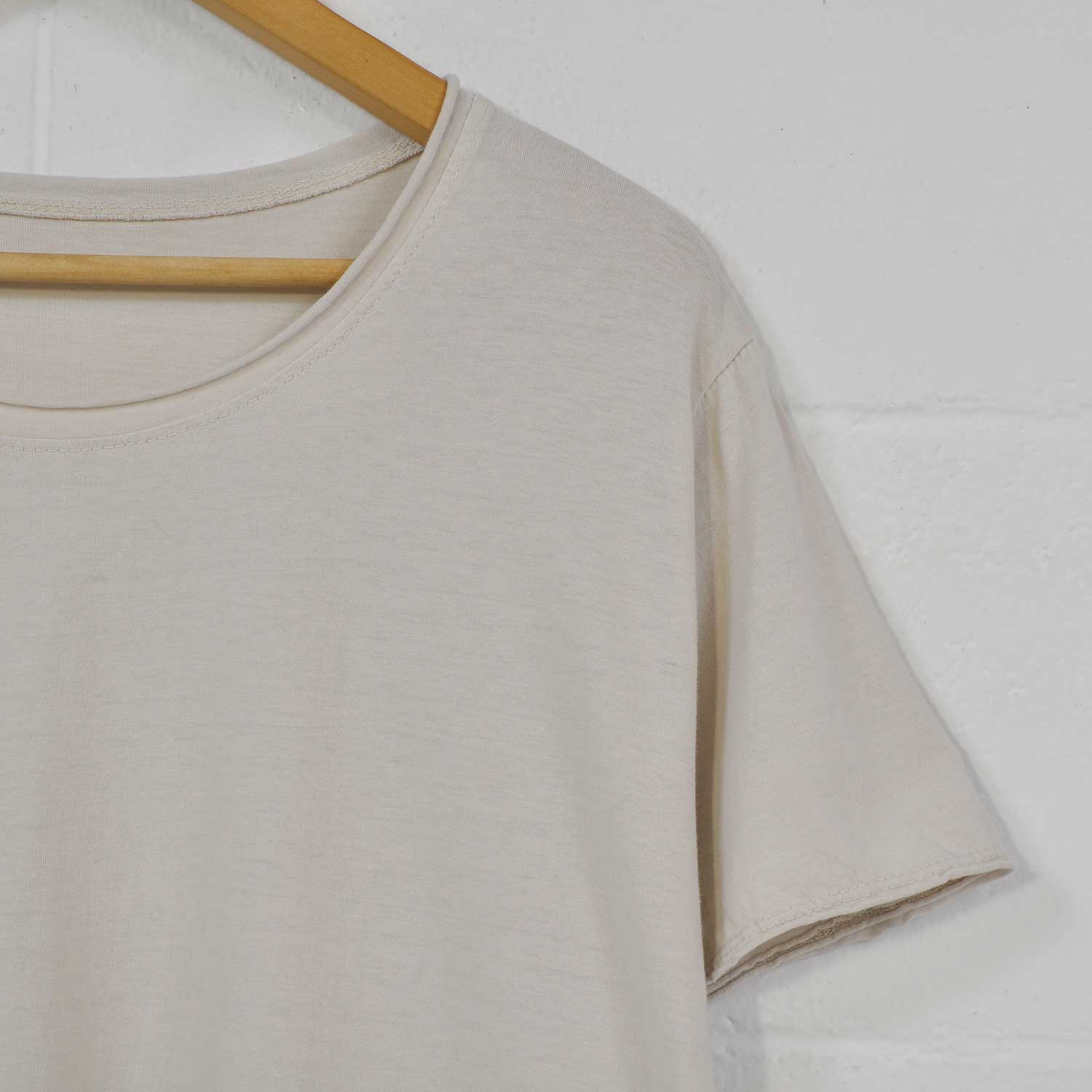 Beige short asymmetric basic T-shirt