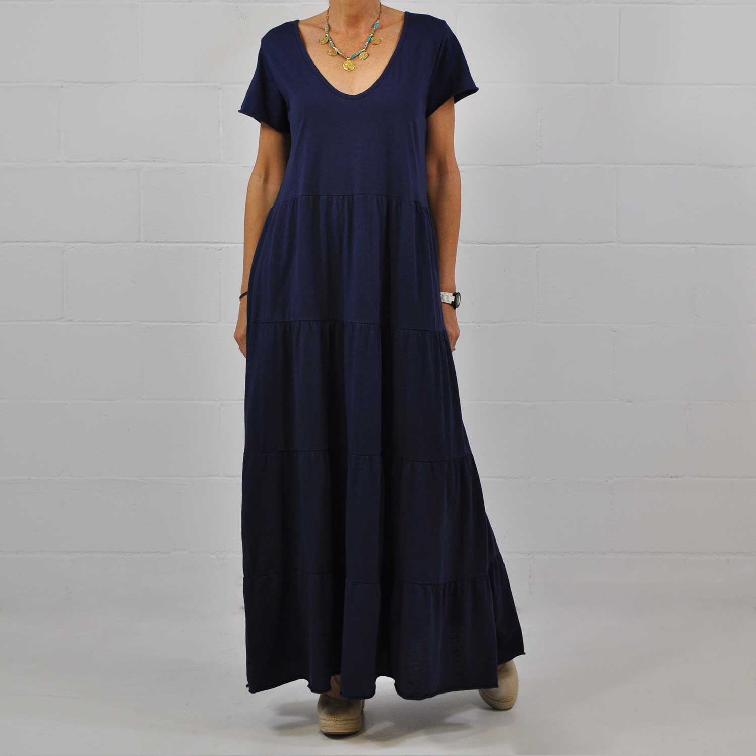 Blue seams long dress