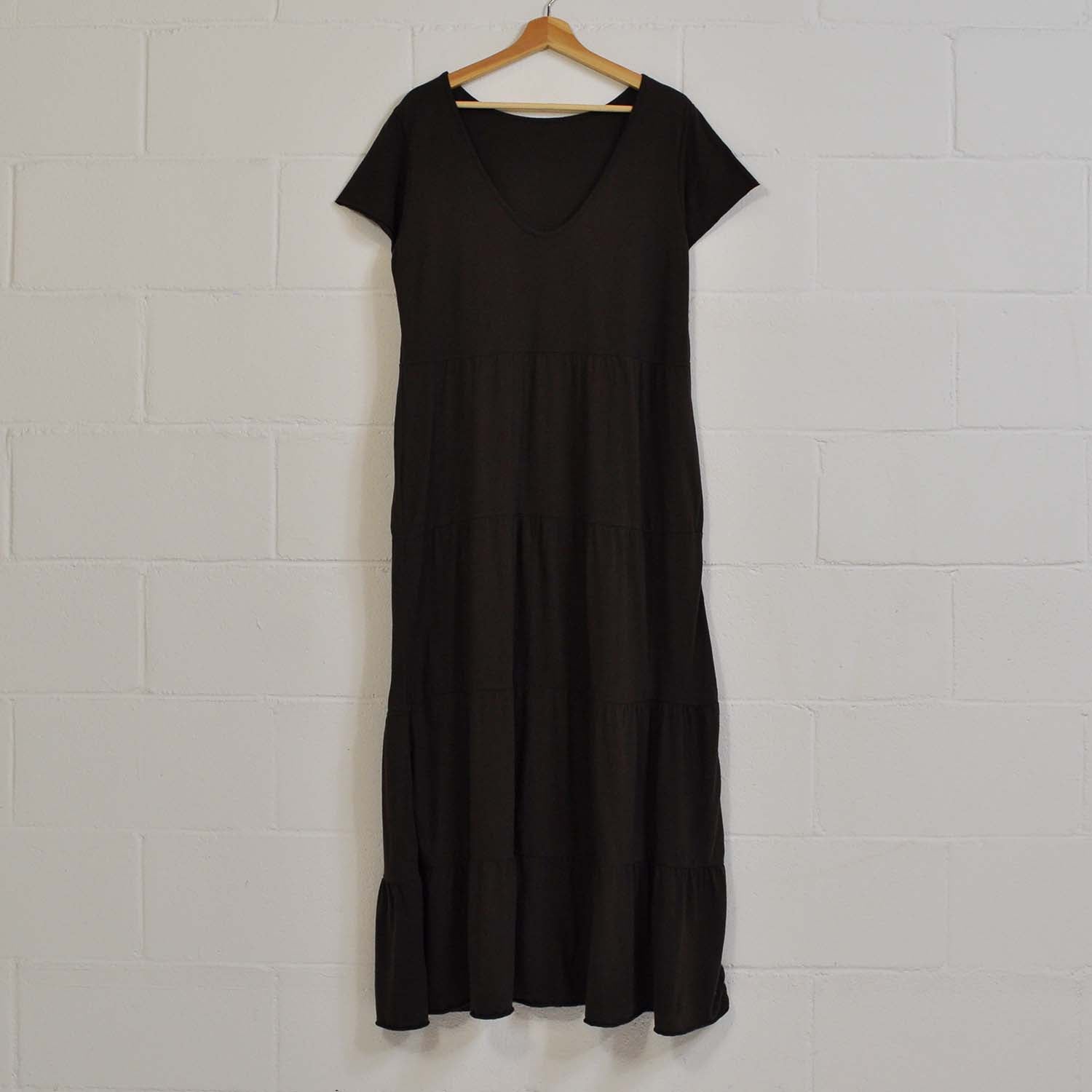 Brown seams long dress