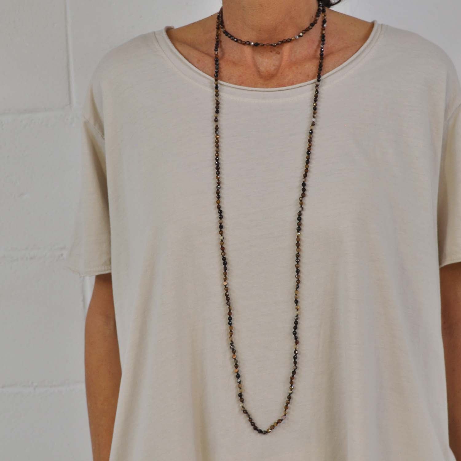 Brown crystal beads necklace