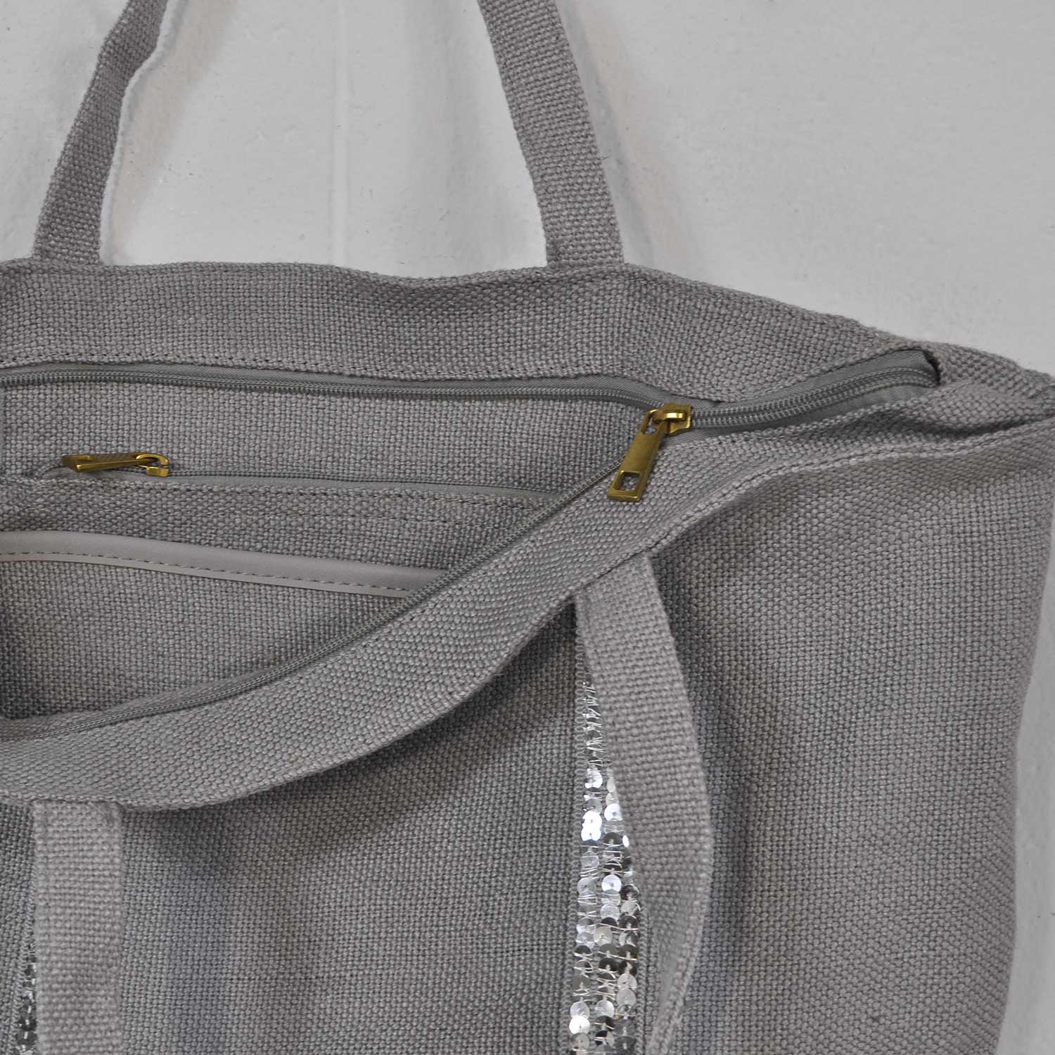 Grey sequins bag