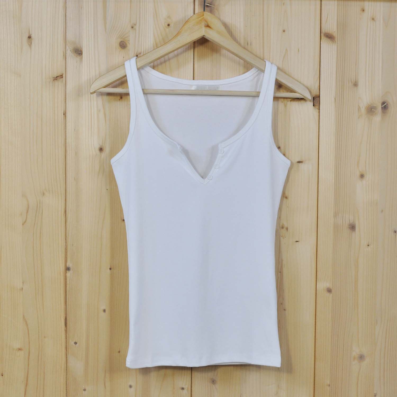 White buttoned tank