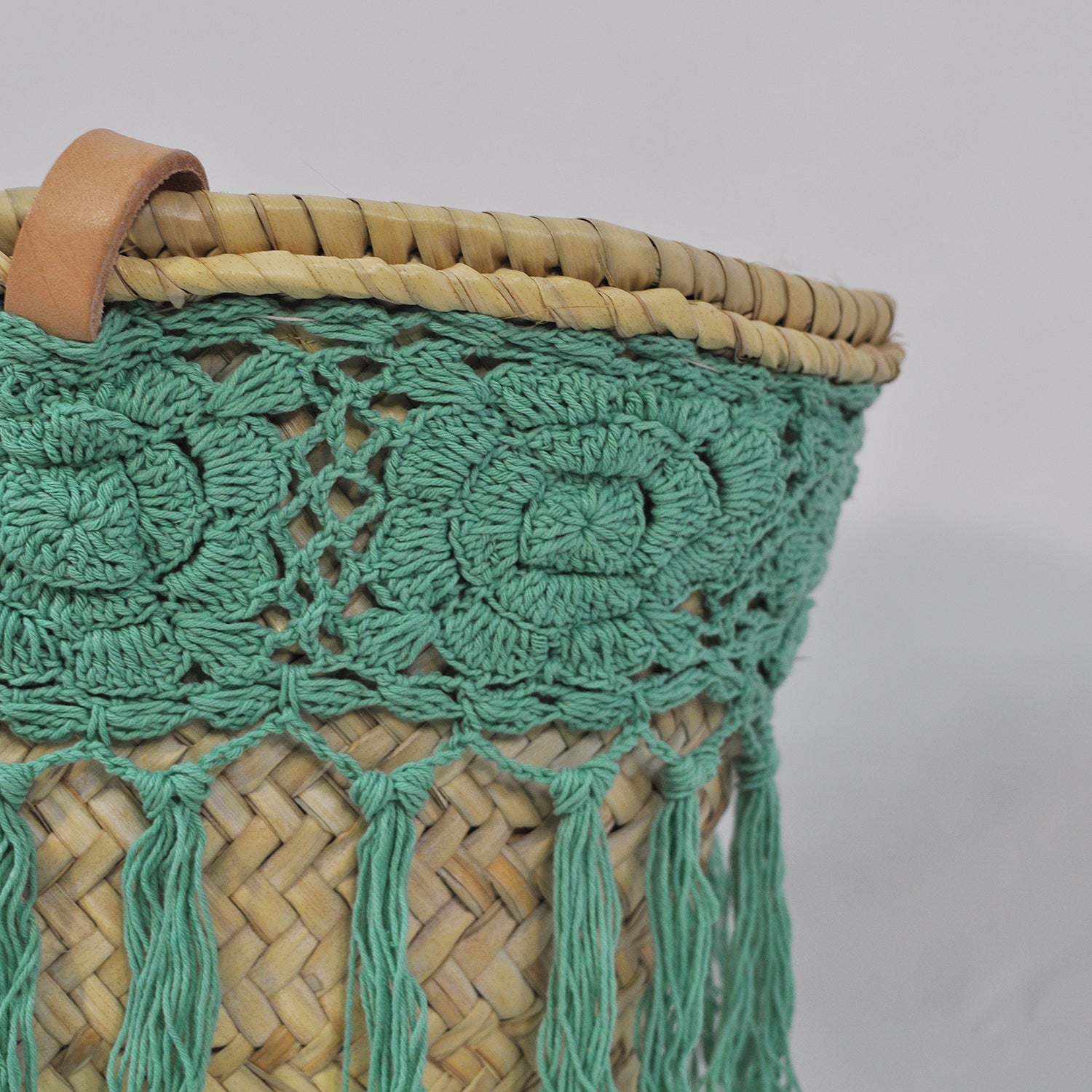 Turquoise crochet basket