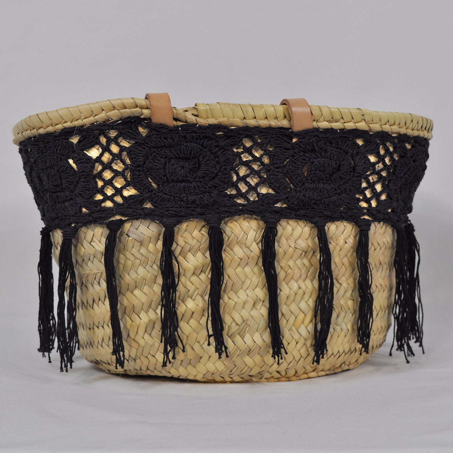 Black crochet basket