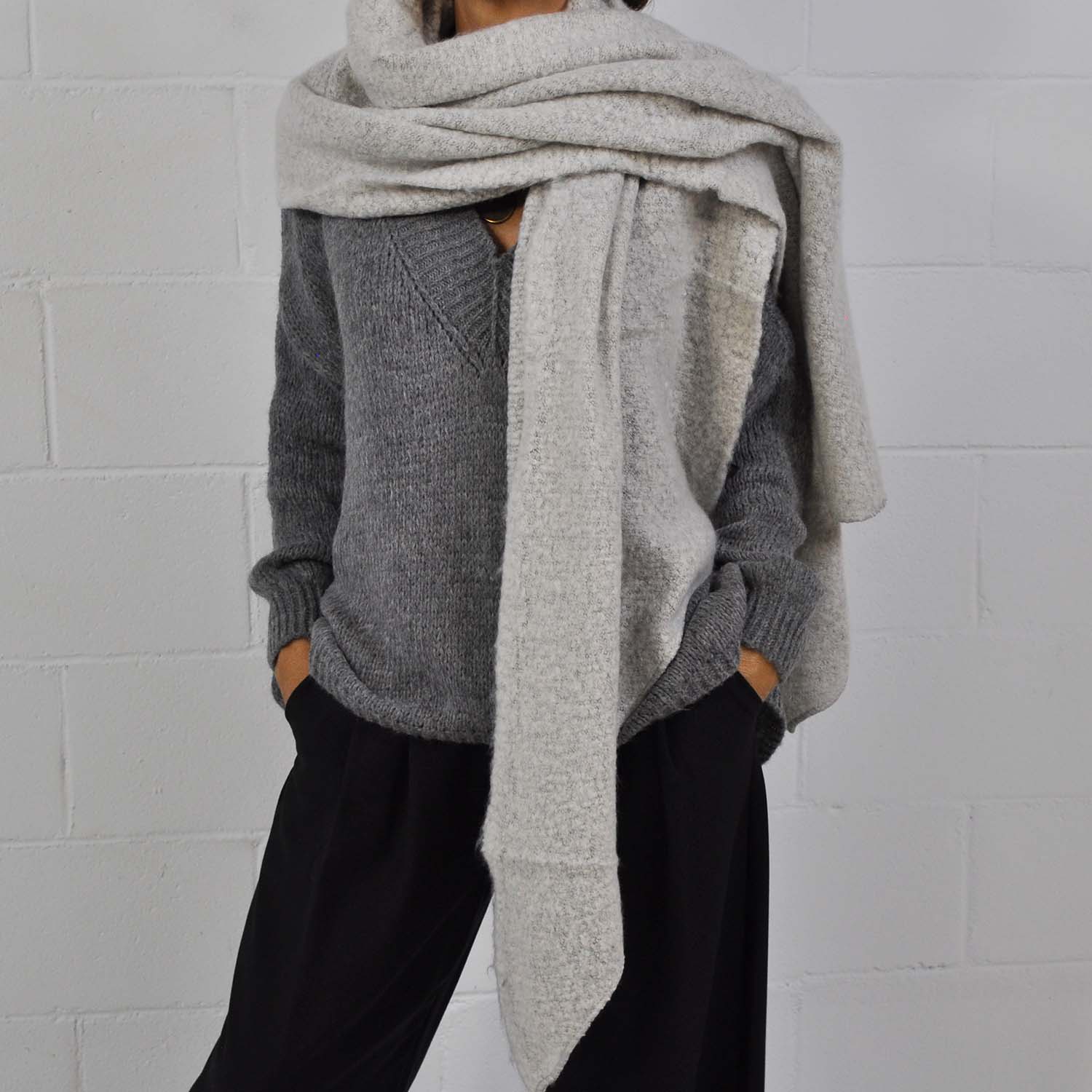 Gray soft scarf