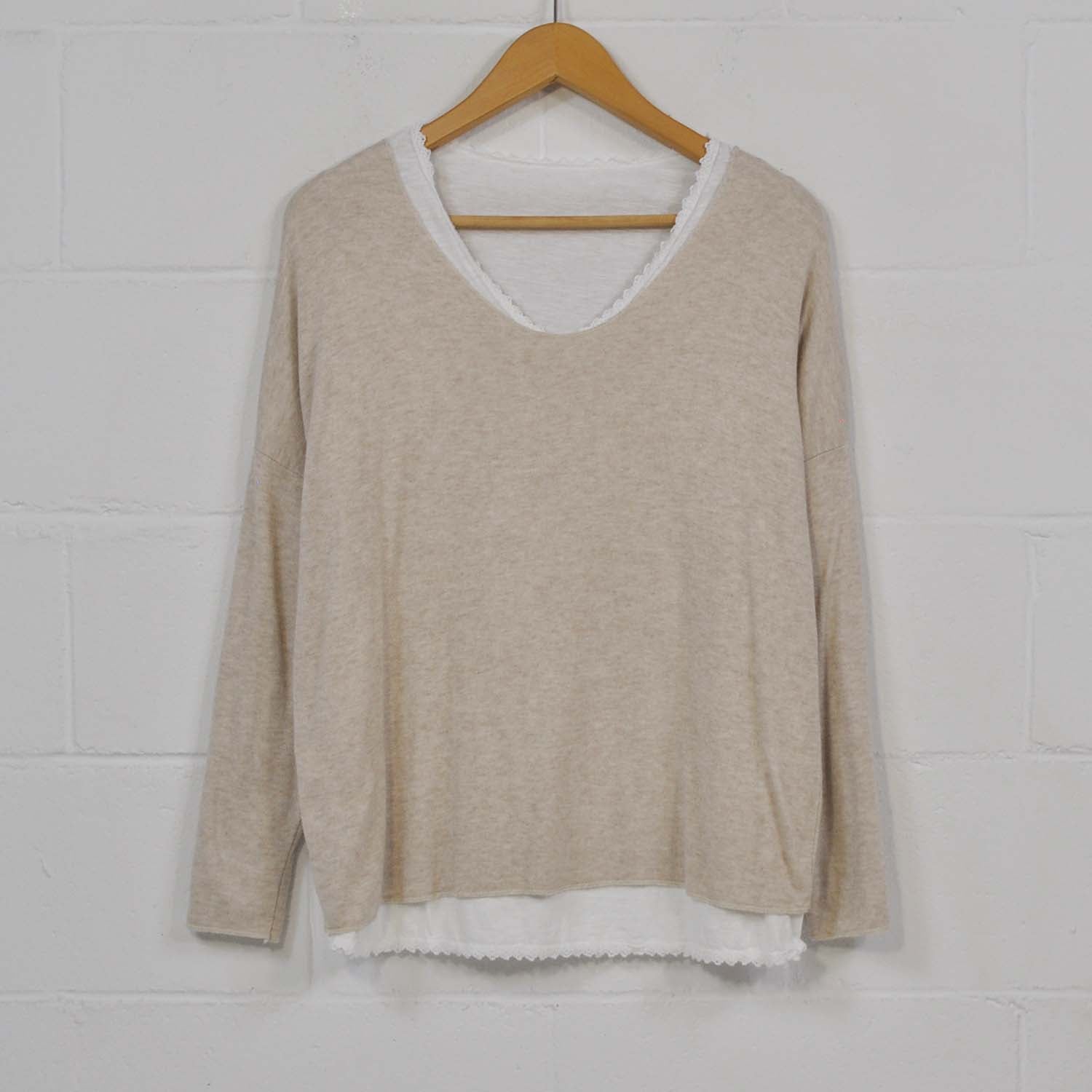 Beige double knit jersey 